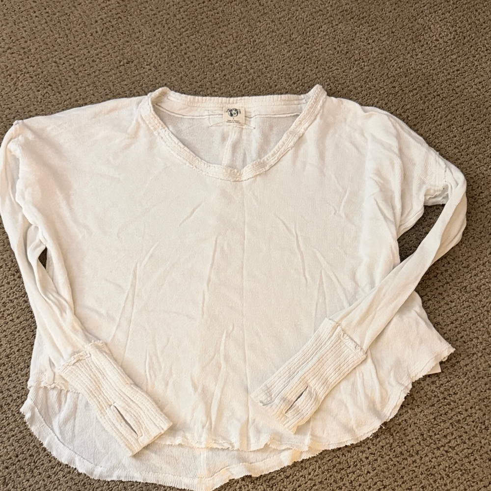 We The Free Women's Long Sleeve Raw-Hem Top in Off-White